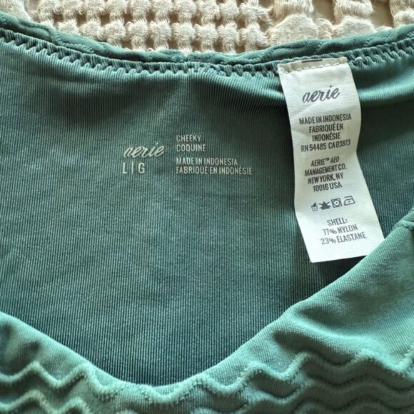 NEW Aerie Teal Wavy Textured‎ Bikini Bottom Size L - Picture 3 of 6